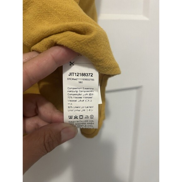 Shein Babydoll Peplum Shirt Tunic Women's Size 8 Mustard Yellow Boho Game Day - Picture 4 of 6